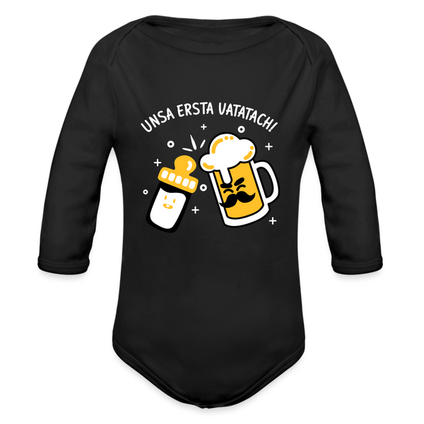 unsa ersta Vatatach! - Bio-Langarmbody - Schwarz