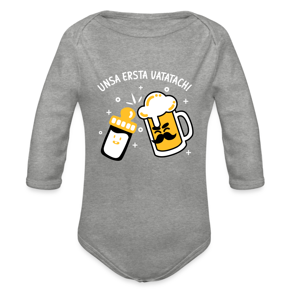 unsa ersta Vatatach! - Bio-Langarmbody - Grau meliert
