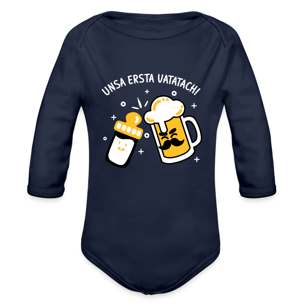 unsa ersta Vatatach! - Bio-Langarmbody - Dunkelnavy