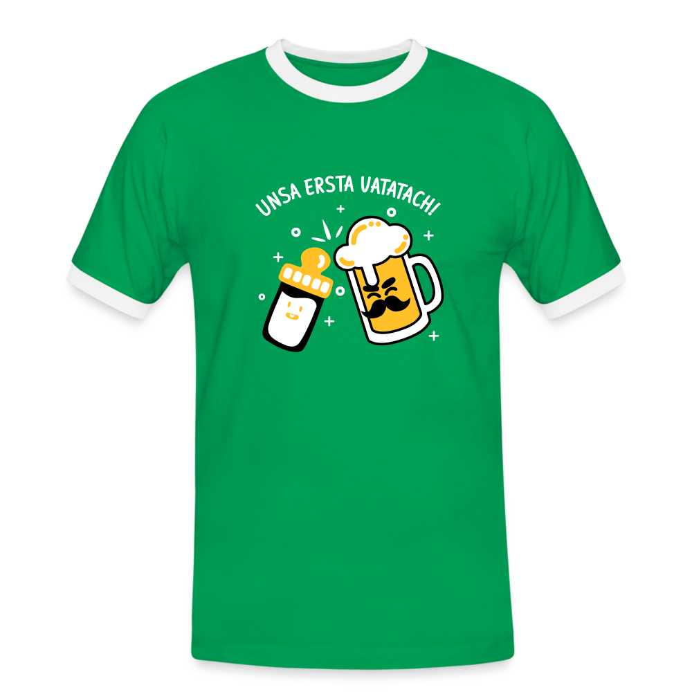 unsa ersta Vatatach! - Männer Ringer T-Shirt - Kelly Green/Weiß