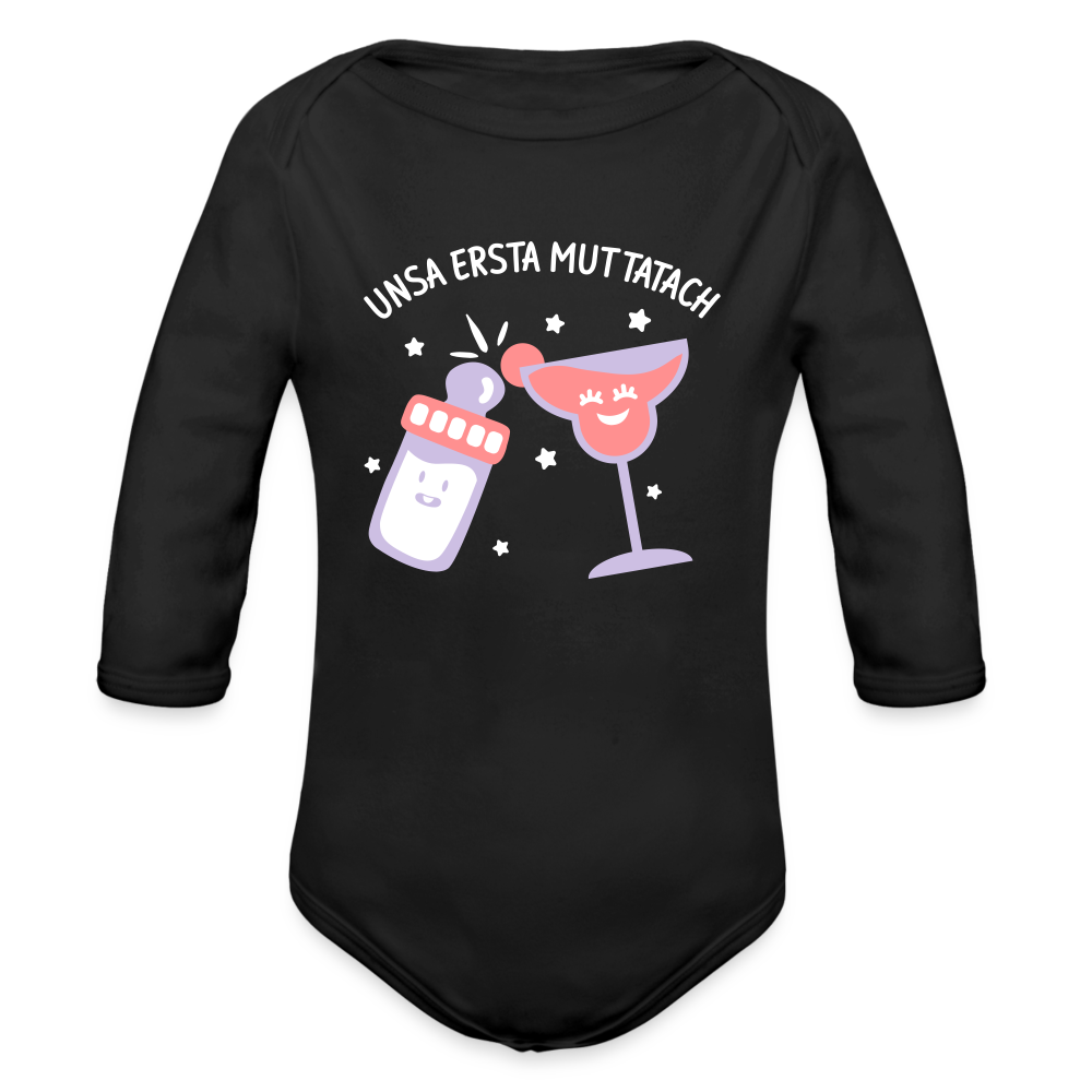 unsa ersta Muttatach - Bio-Langarmbody - Schwarz