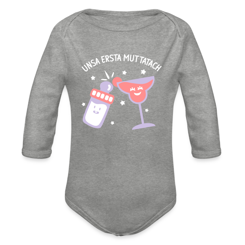 unsa ersta Muttatach - Bio-Langarmbody - Grau meliert