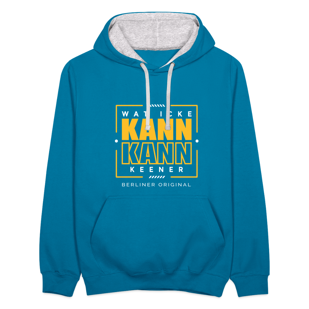 Wat Icke Kann, Kann Keener - Kontrast Hoodie - Pfauenblau/Grau meliert