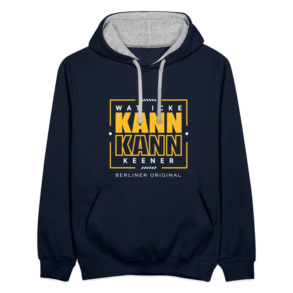Wat Icke Kann, Kann Keener - Kontrast Hoodie - Navy/Grau meliert
