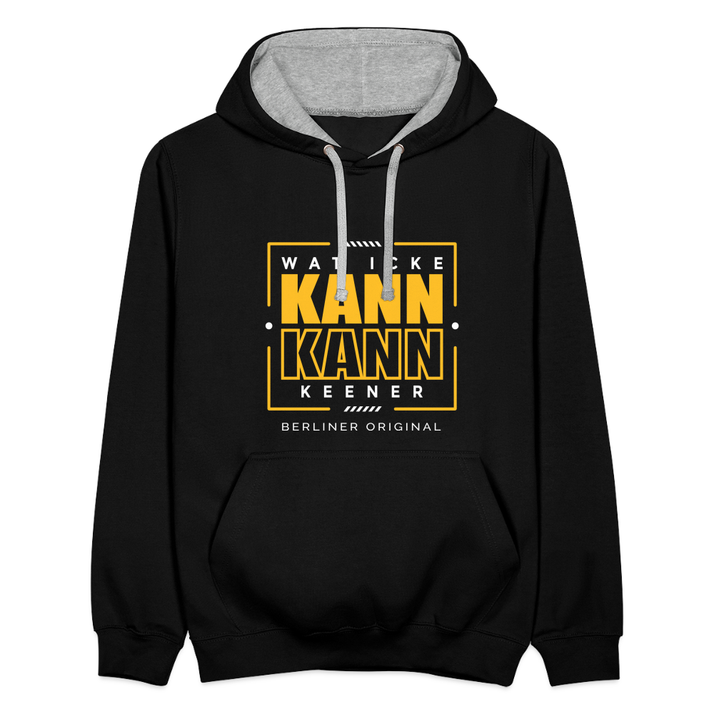Wat Icke Kann, Kann Keener - Kontrast Hoodie - Schwarz/Grau meliert