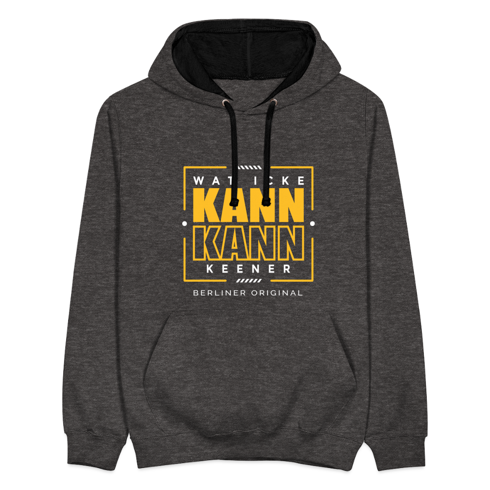 Wat Icke Kann, Kann Keener - Kontrast Hoodie - Anthrazit/Schwarz