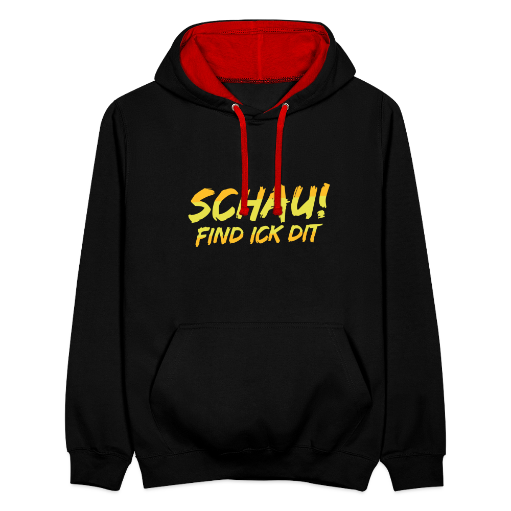Schau! Find Ick Dit - Kontrast Hoodie - Schwarz/Rot