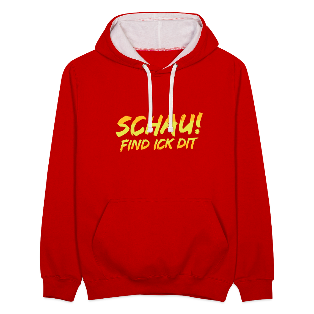 Schau! Find Ick Dit - Kontrast Hoodie - Rot/Weiß