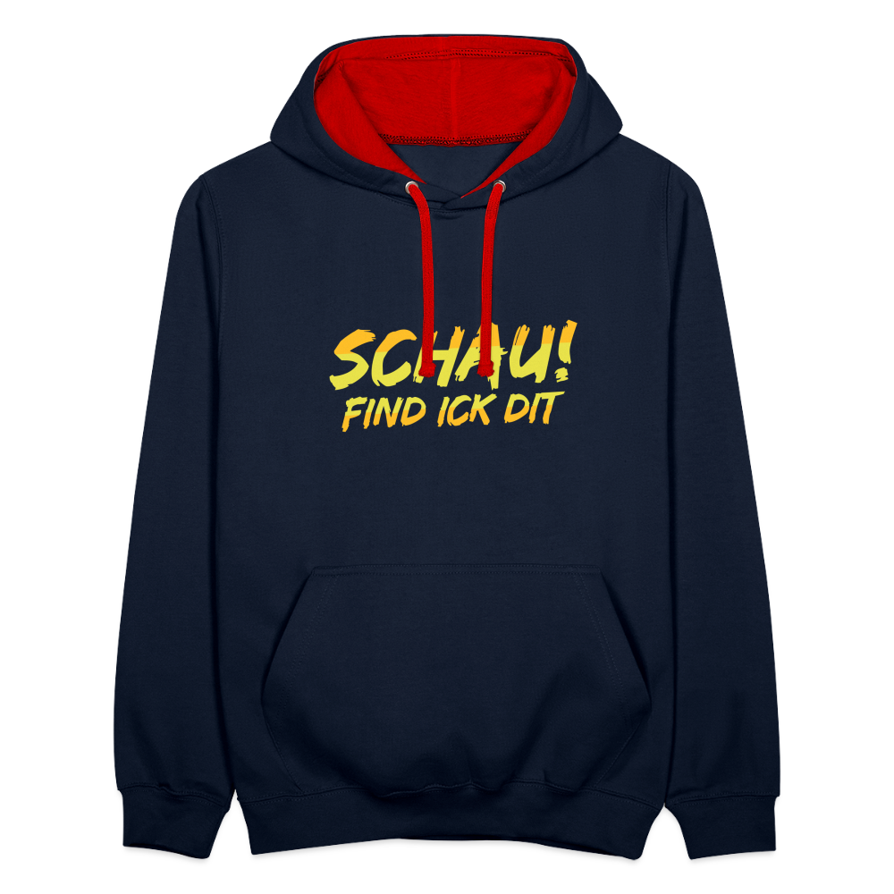 Schau! Find Ick Dit - Kontrast Hoodie - Navy/Rot
