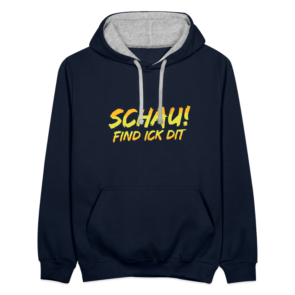 Schau! Find Ick Dit - Kontrast Hoodie - Navy/Grau meliert