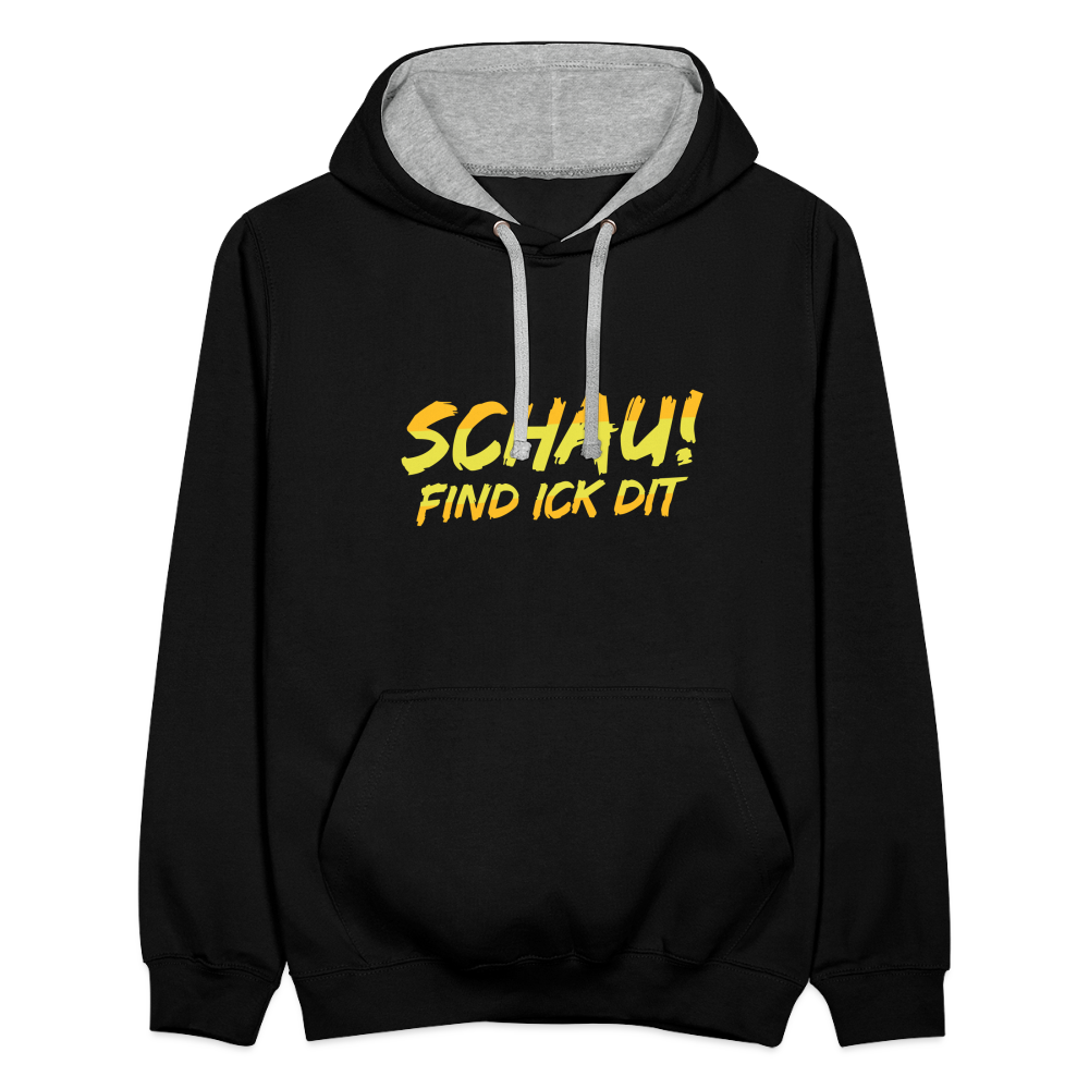 Schau! Find Ick Dit - Kontrast Hoodie - Schwarz/Grau meliert