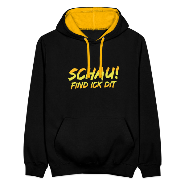 Schau! Find Ick Dit - Kontrast Hoodie - Schwarz/Gold