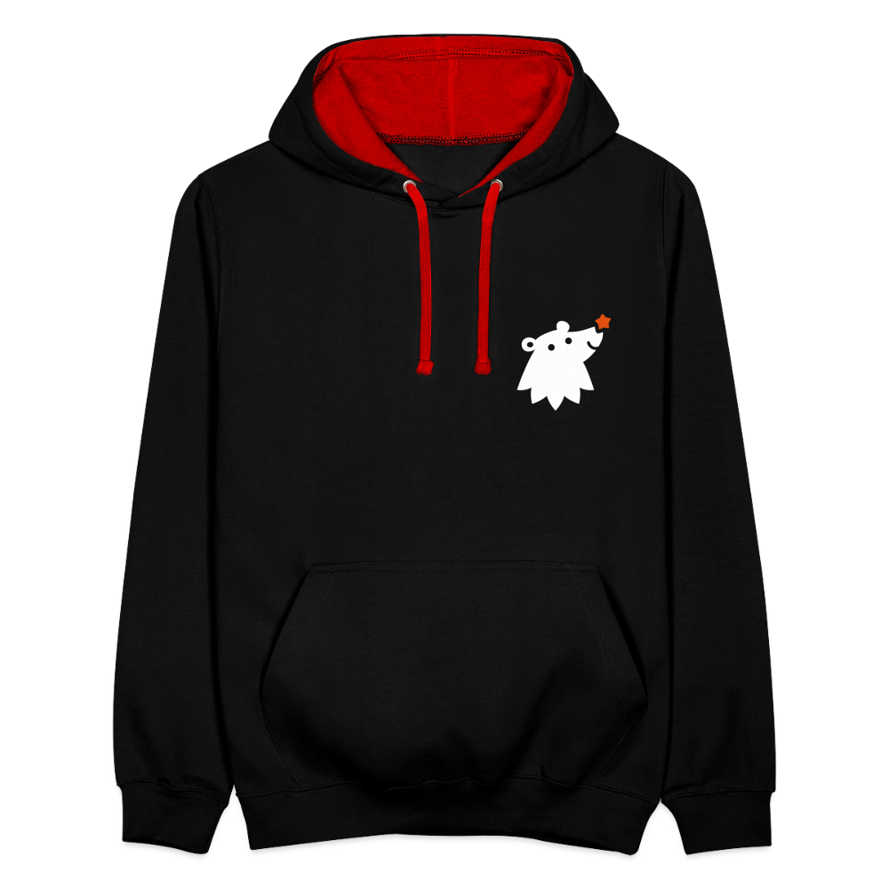 Schnauze Bär - Kontrast Hoodie - Schwarz/Rot