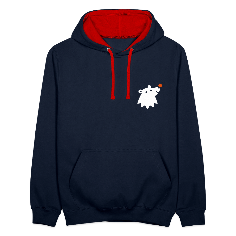 Schnauze Bär - Kontrast Hoodie - Navy/Rot