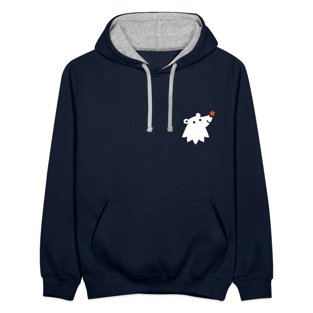 Schnauze Bär - Kontrast Hoodie - Navy/Grau meliert
