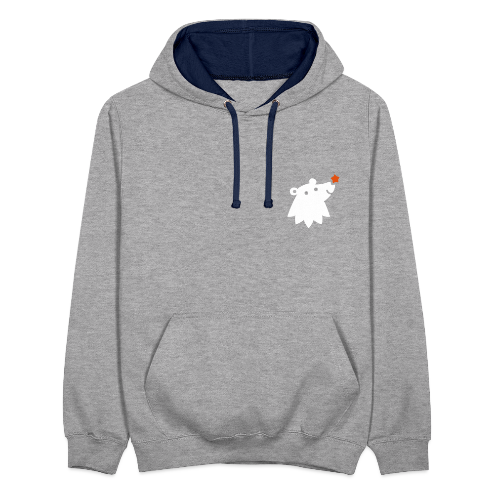 Schnauze Bär - Kontrast Hoodie - Grau meliert/Navy