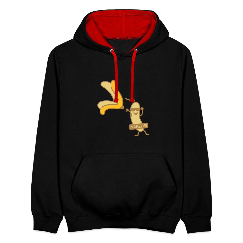 Nakedei - Kontrast Hoodie - Schwarz/Rot
