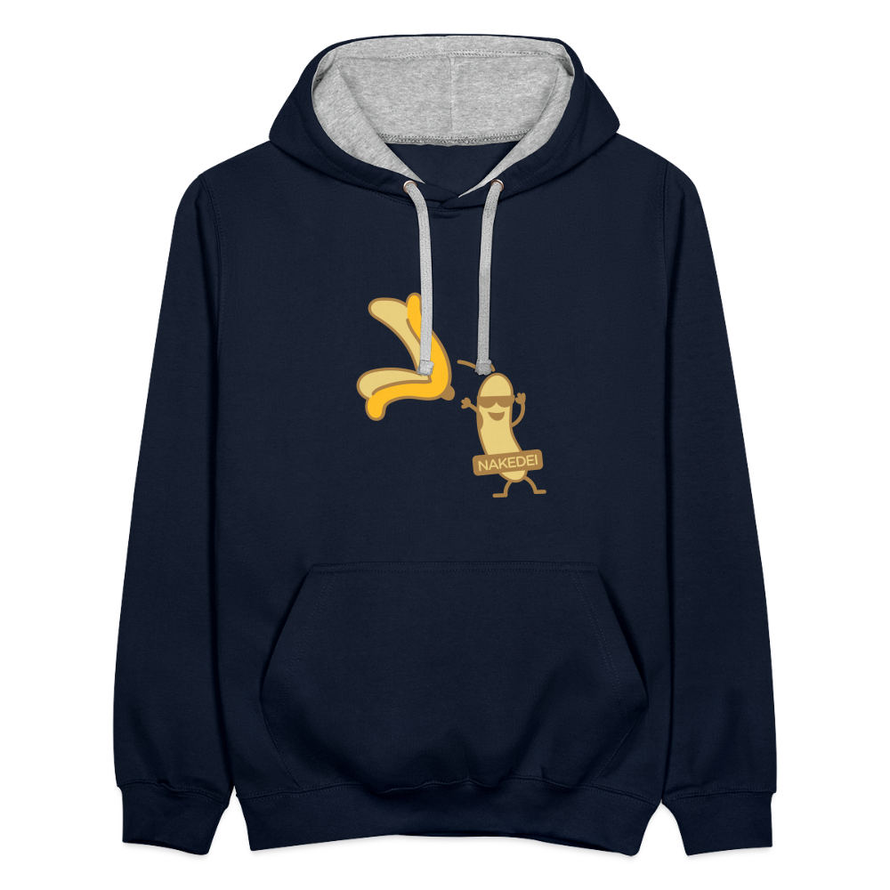 Nakedei - Kontrast Hoodie - Navy/Grau meliert