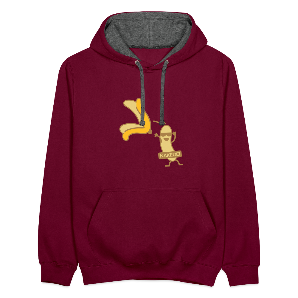 Nakedei - Kontrast Hoodie - Weinrot/Anthrazit