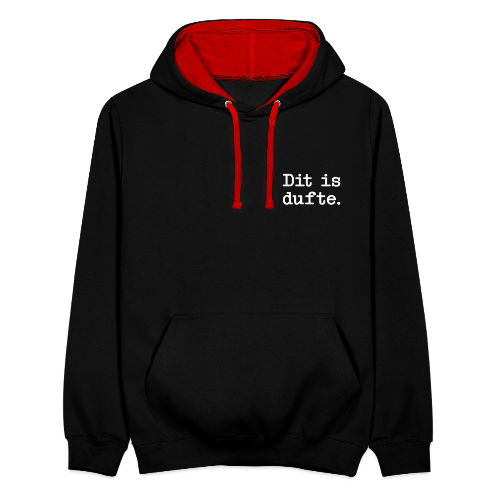 Dit is dufte - Kontrast Hoodie - Schwarz/Rot