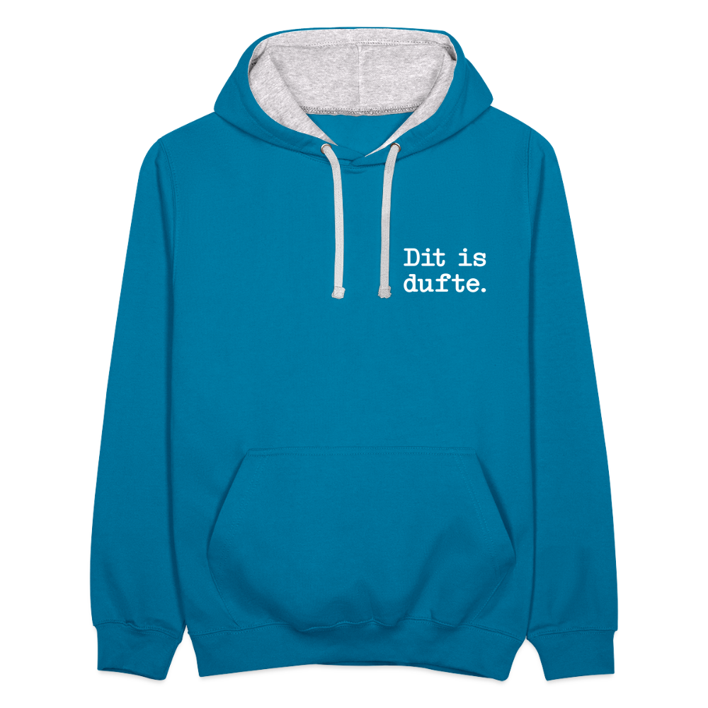 Dit is dufte - Kontrast Hoodie - Pfauenblau/Grau meliert