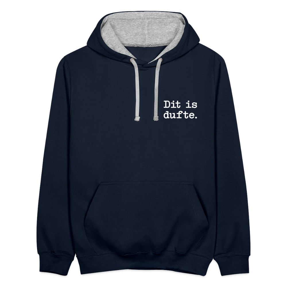 Dit is dufte - Kontrast Hoodie - Navy/Grau meliert