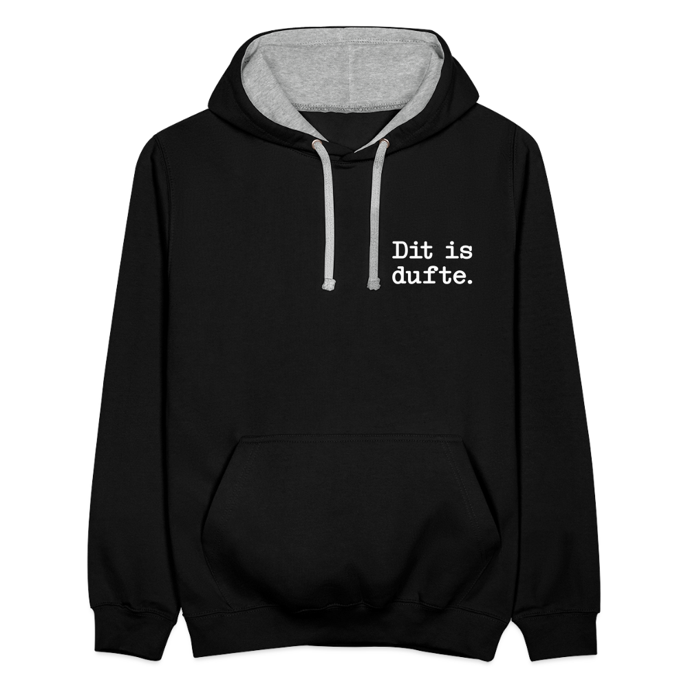 Dit is dufte - Kontrast Hoodie - Schwarz/Grau meliert