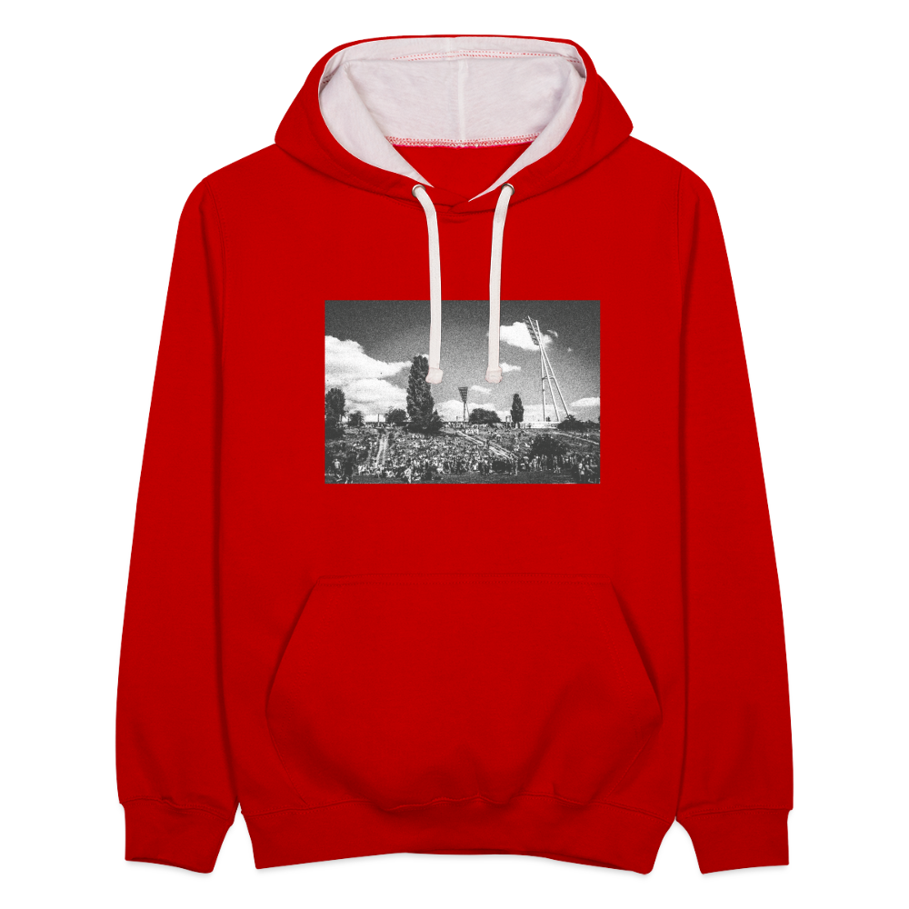 Mauerpark - Kontrast Hoodie - Rot/Weiß