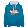 Mauerpark - Kontrast Hoodie - Pfauenblau/Grau meliert