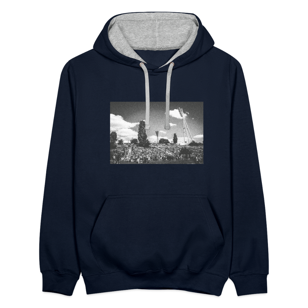 Mauerpark - Kontrast Hoodie - Navy/Grau meliert