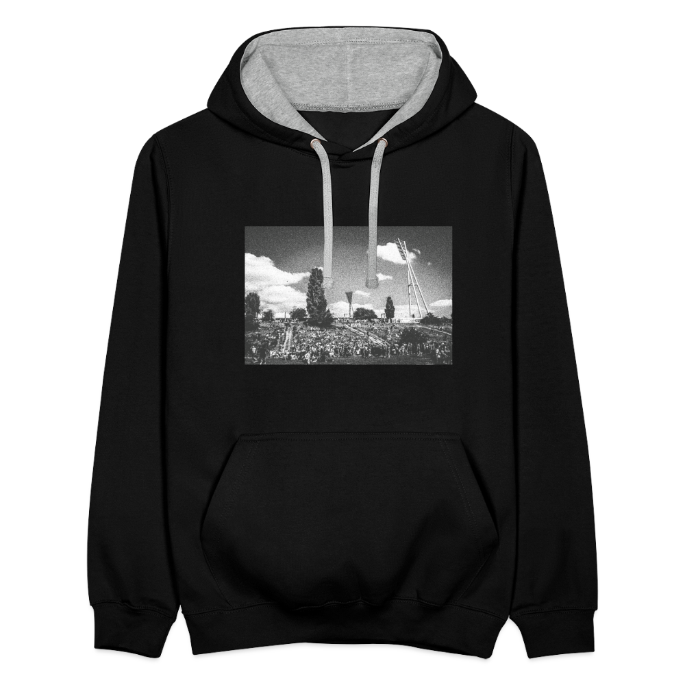 Mauerpark - Kontrast Hoodie - Schwarz/Grau meliert