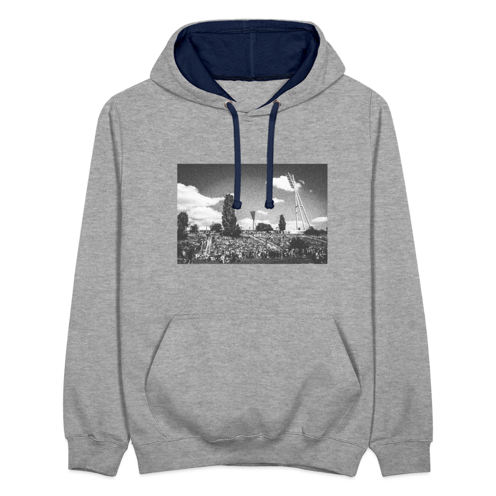 Mauerpark - Kontrast Hoodie - Grau meliert/Navy