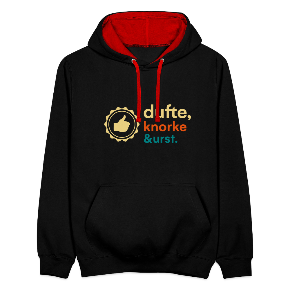 Dufte, Knorke, Urst - Kontrast Hoodie - Schwarz/Rot