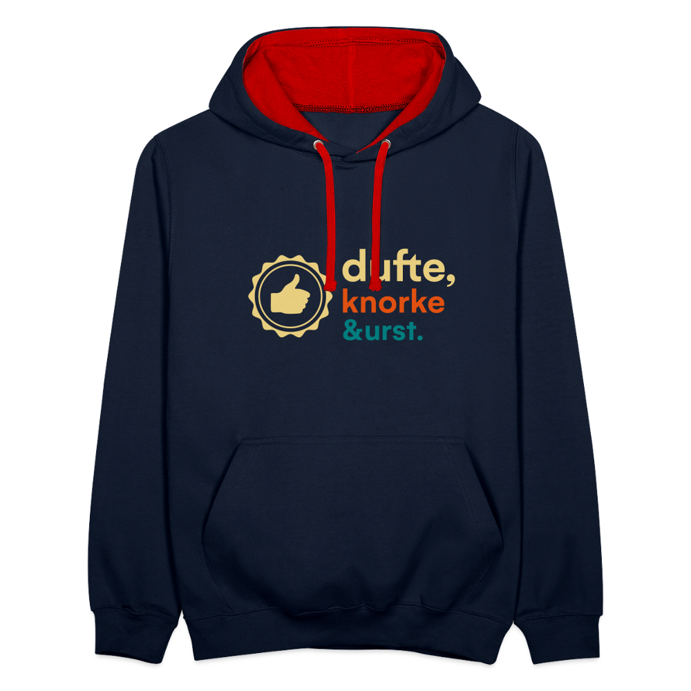 Dufte, Knorke, Urst - Kontrast Hoodie - Navy/Rot