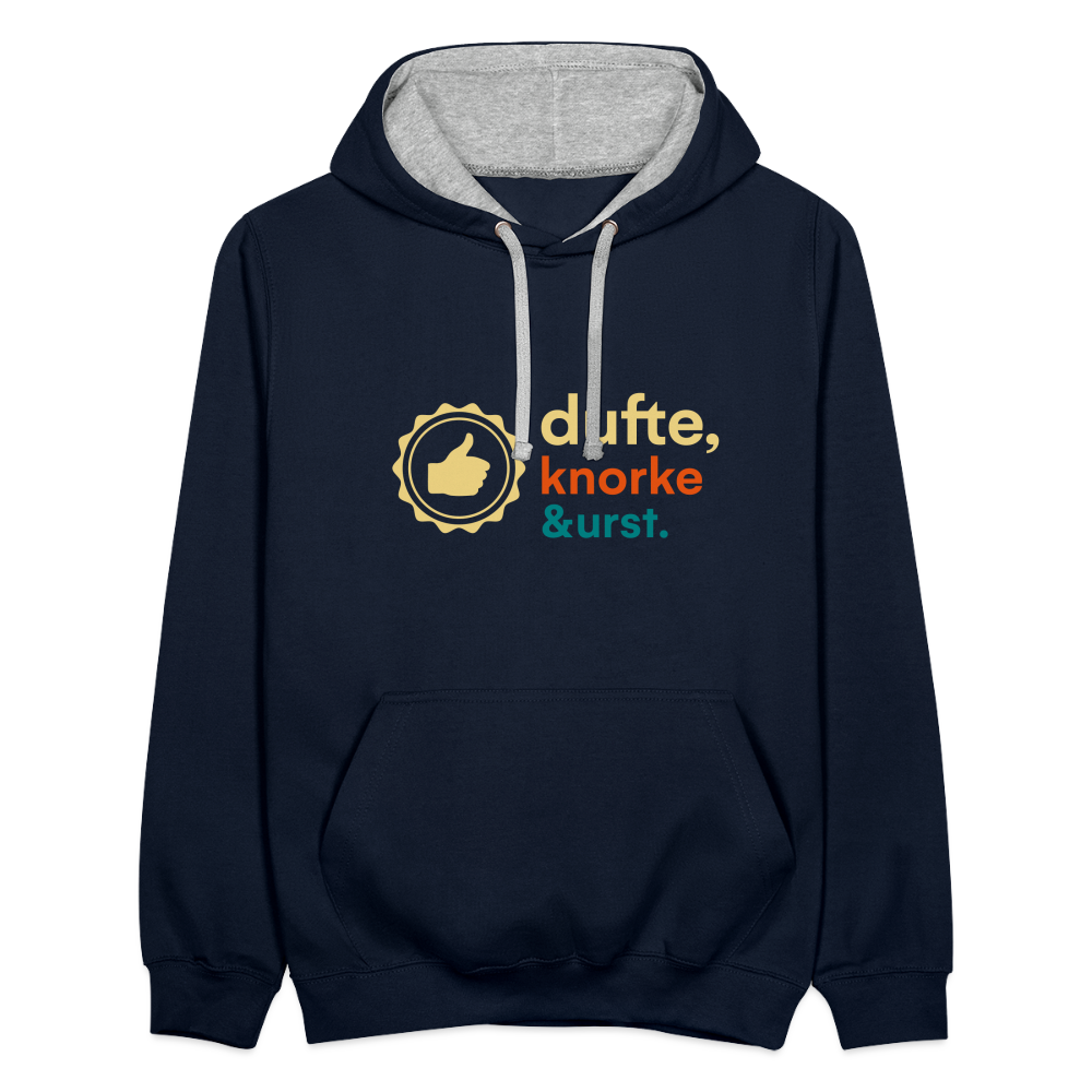 Dufte, Knorke, Urst - Kontrast Hoodie - Navy/Grau meliert