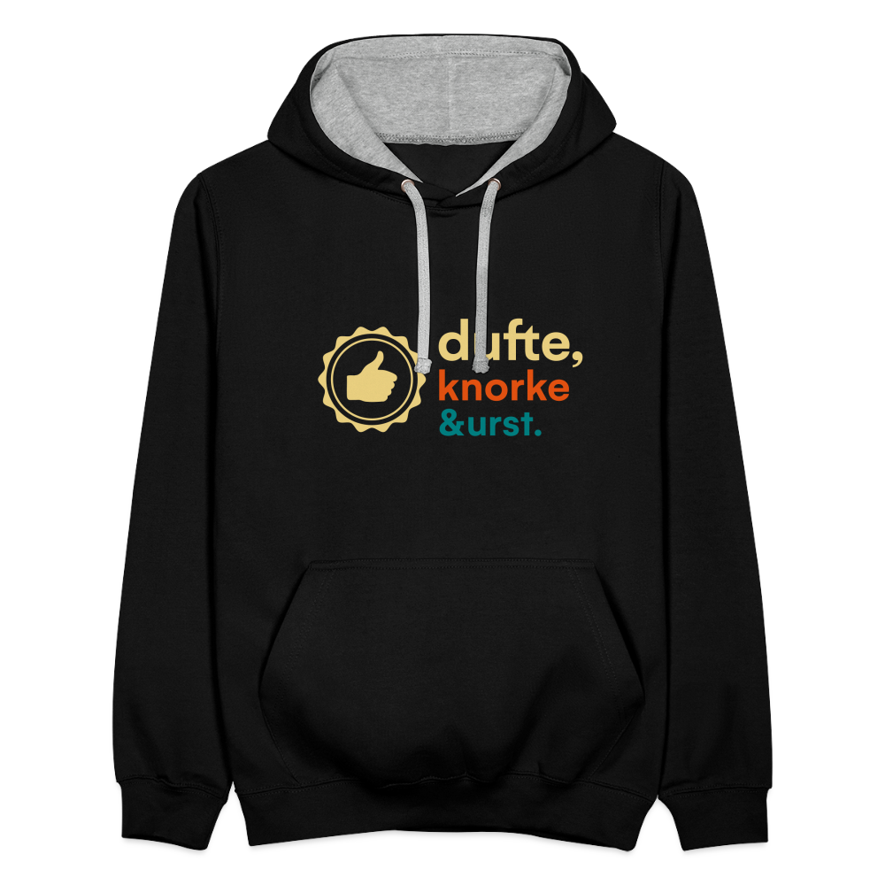 Dufte, Knorke, Urst - Kontrast Hoodie - Schwarz/Grau meliert