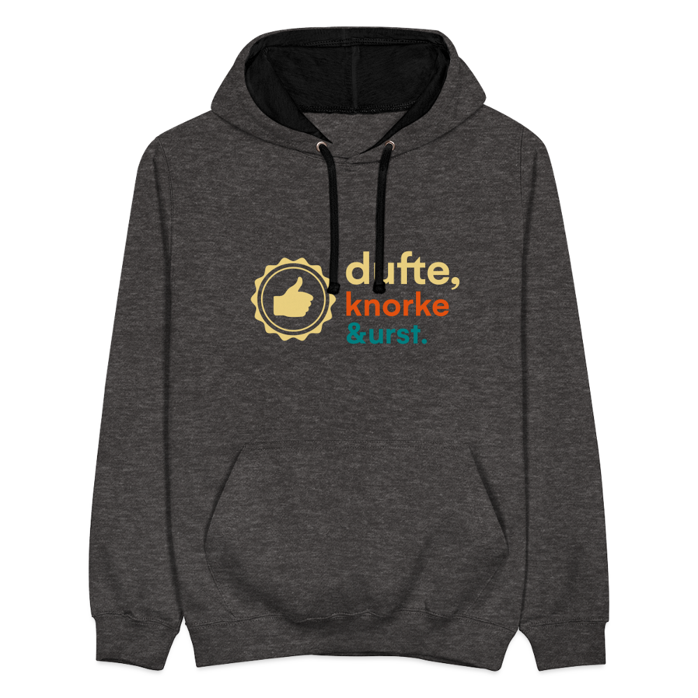 Dufte, Knorke, Urst - Kontrast Hoodie - Anthrazit/Schwarz