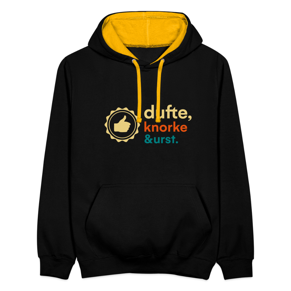 Dufte, Knorke, Urst - Kontrast Hoodie - Schwarz/Gold