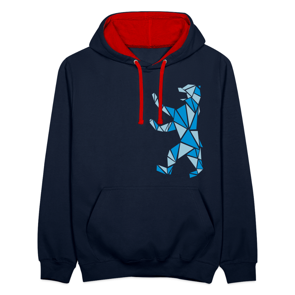 Berliner Bär Geometrie - Kontrast Hoodie - Navy/Rot