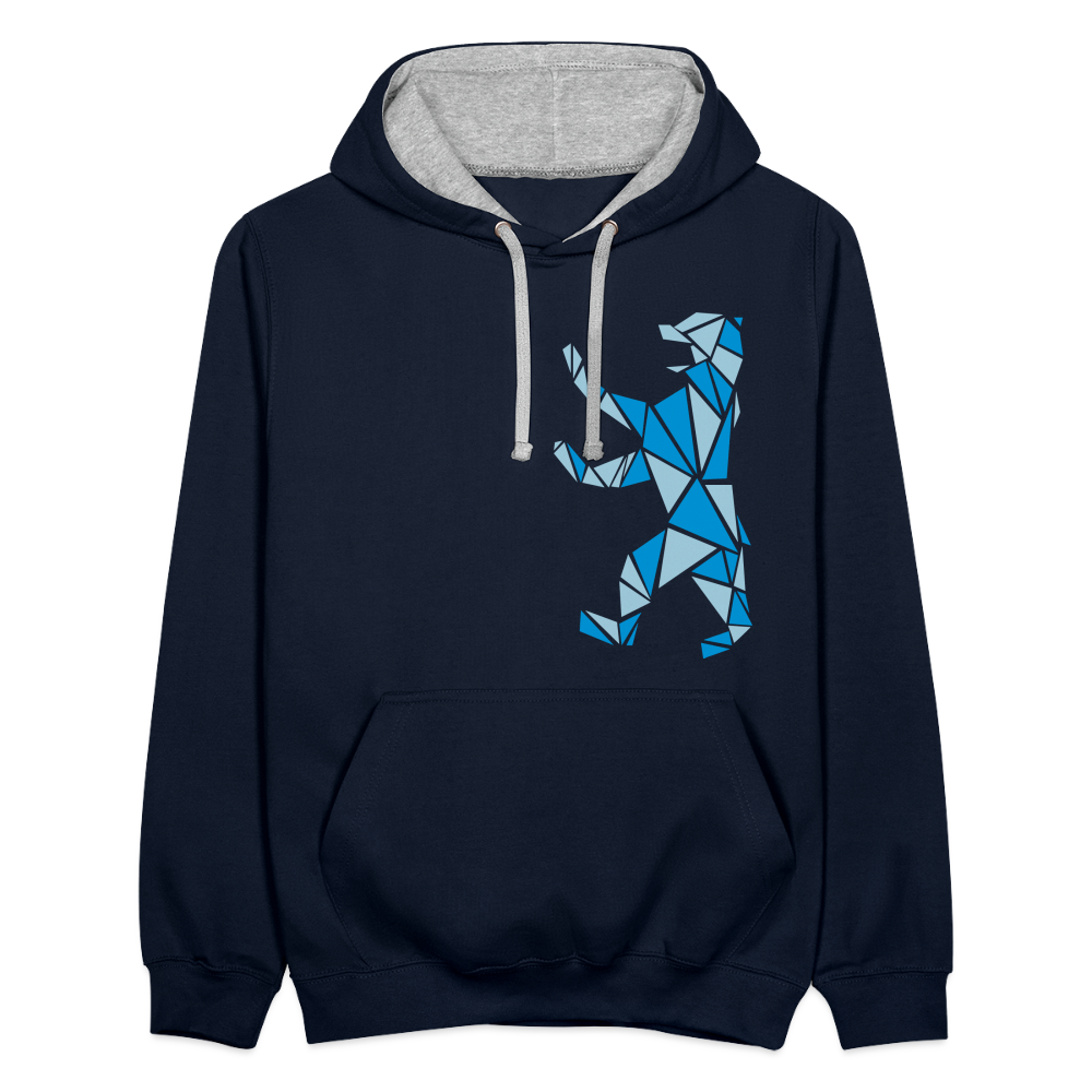 Berliner Bär Geometrie - Kontrast Hoodie - Navy/Grau meliert