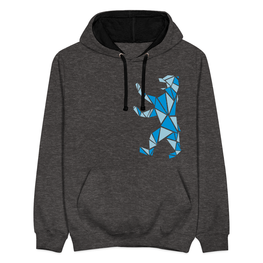Berliner Bär Geometrie - Kontrast Hoodie - Anthrazit/Schwarz