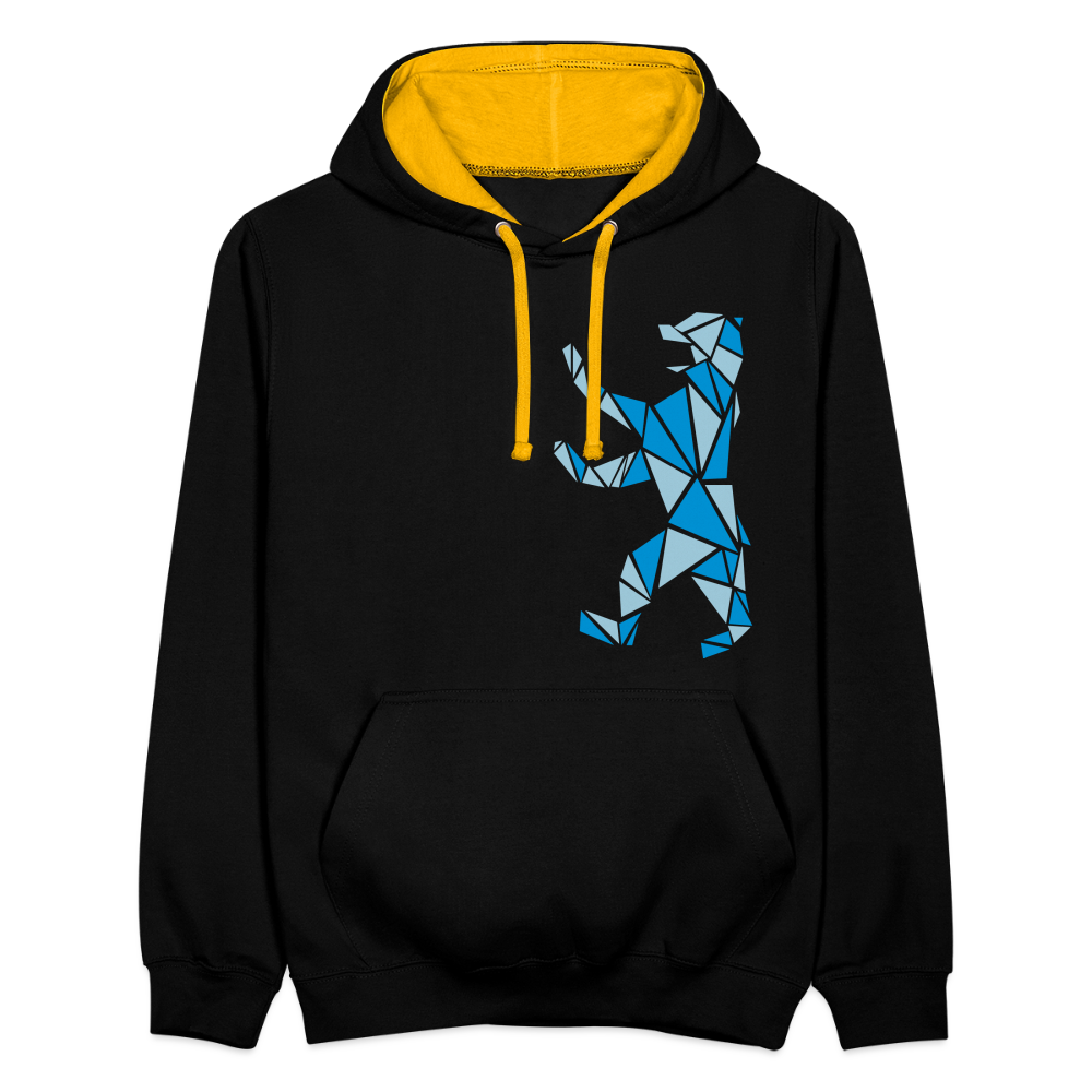 Berliner Bär Geometrie - Kontrast Hoodie - Schwarz/Gold