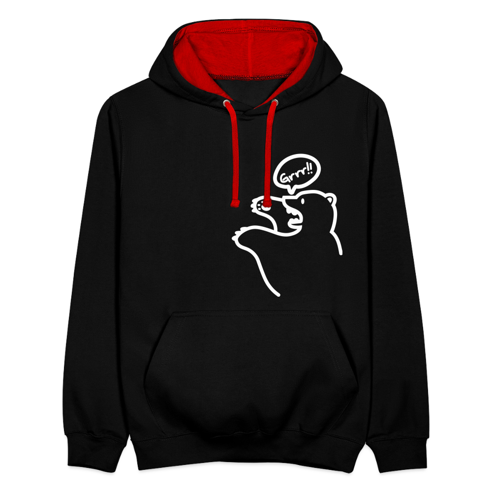 Böser Berliner Bär - Kontrast Hoodie - Schwarz/Rot
