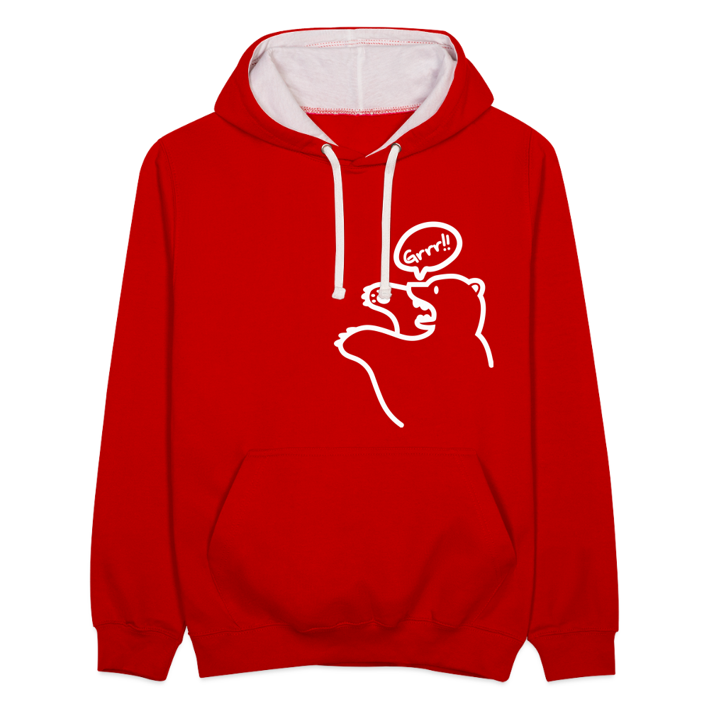 Böser Berliner Bär - Kontrast Hoodie - Rot/Weiß
