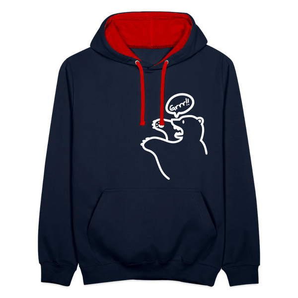 Böser Berliner Bär - Kontrast Hoodie - Navy/Rot