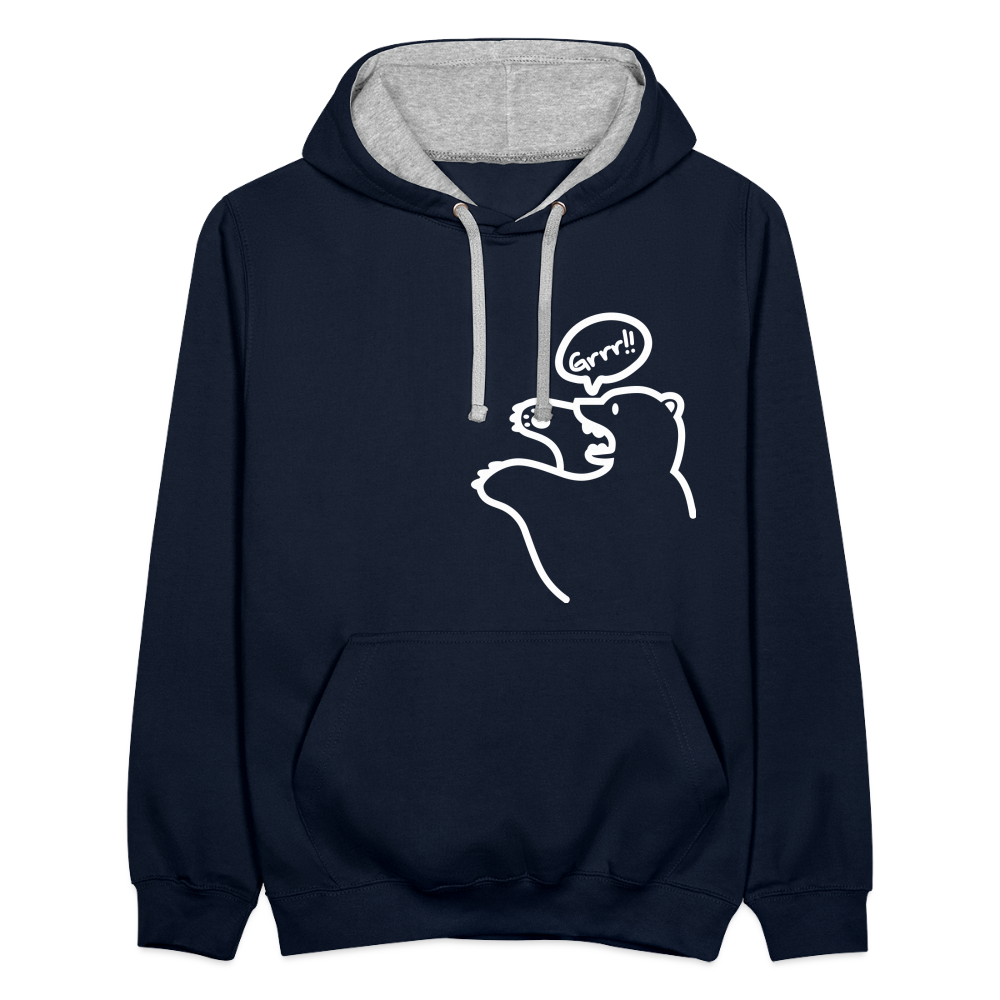 Böser Berliner Bär - Kontrast Hoodie - Navy/Grau meliert