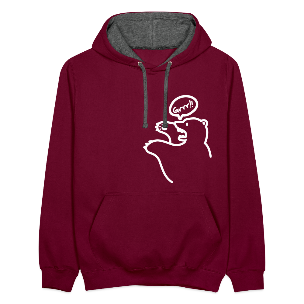 Böser Berliner Bär - Kontrast Hoodie - Weinrot/Anthrazit