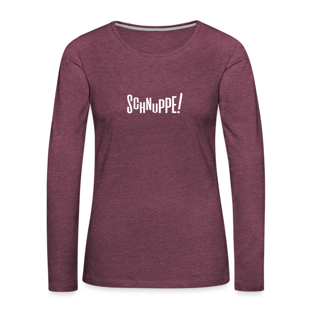 Schnuppe! - Frauen Premium Langarmshirt - Bordeauxrot meliert