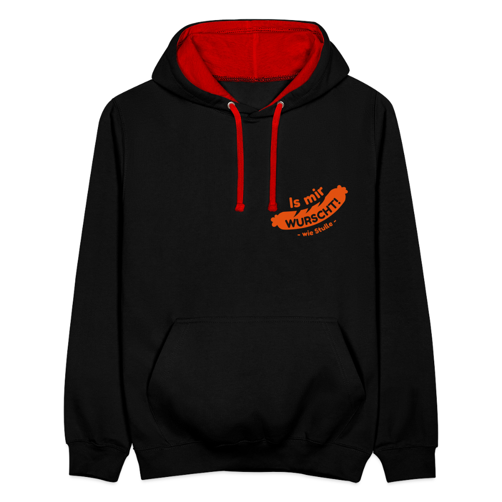 Is mir Wurscht - Kontrast Hoodie - Schwarz/Rot