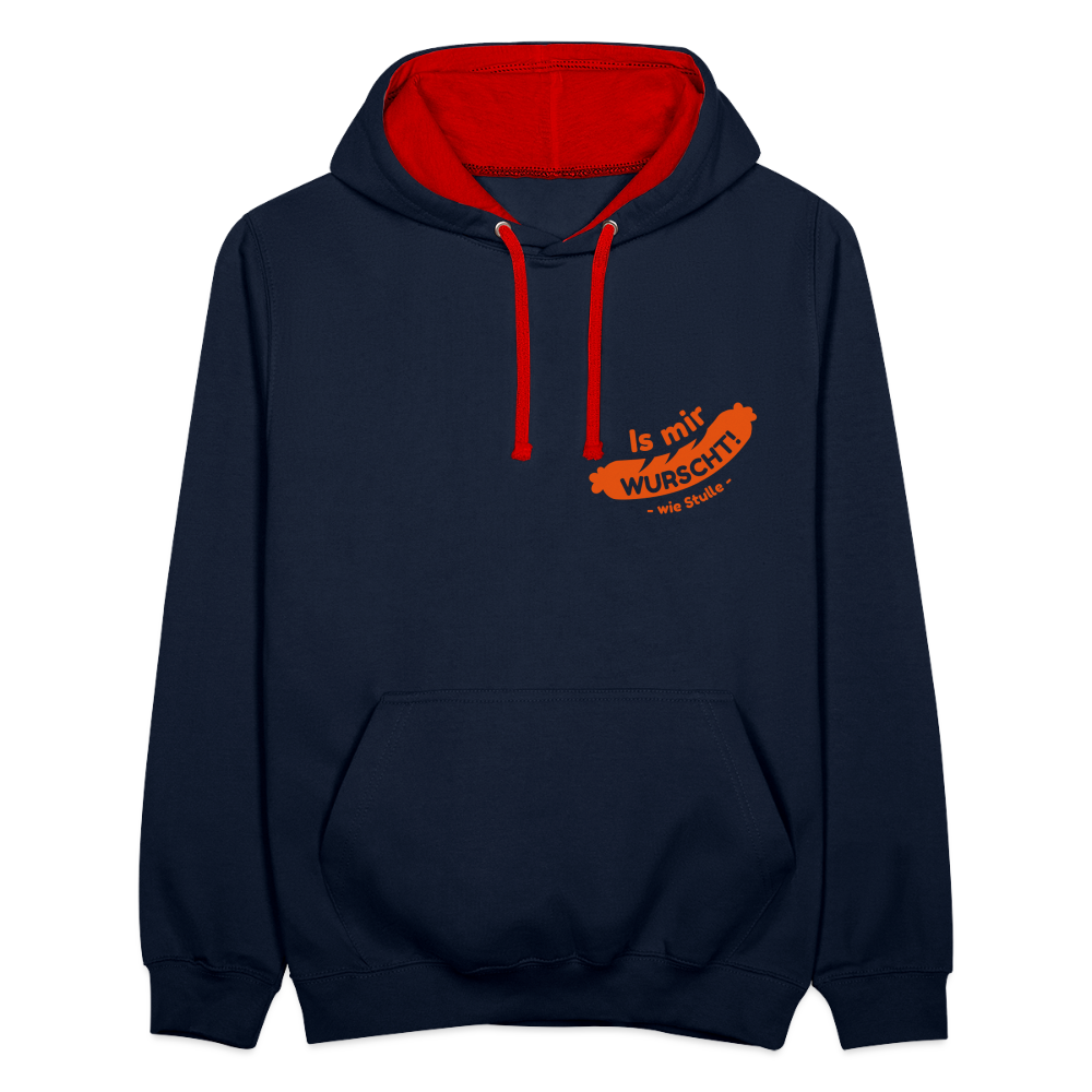Is mir Wurscht - Kontrast Hoodie - Navy/Rot